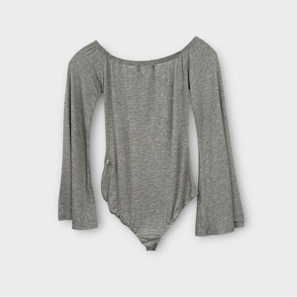 Free People NYTT Flare Sleeve Bodysuit in Light Gray Women’s Size S NWT - Picture 3 of 7